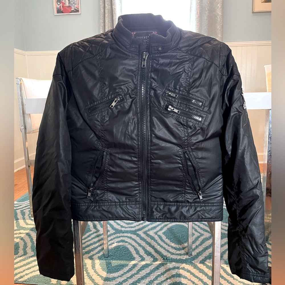 Forever 21 Black Bomber Jacket, Women’s size small.